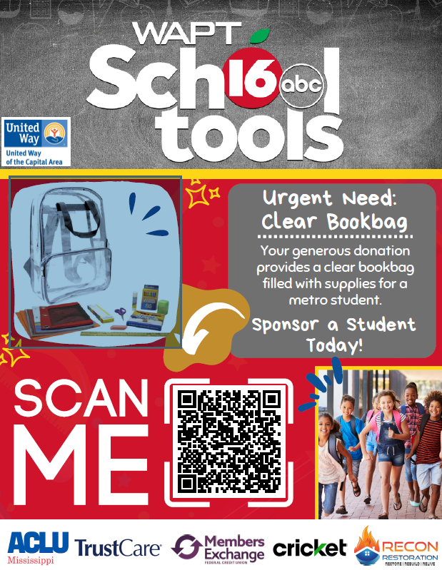 School will start soon, meaning that next weekend is Tax-Free Weekend. We are excited to sponsor <a href="/16WAPTNews/">16 WAPT News</a>  School Tools on July 12 at Walmarts in the area (Byram, Flowood, Madison, Clinton). We hope you will come out and join us for a fun day of giving back!