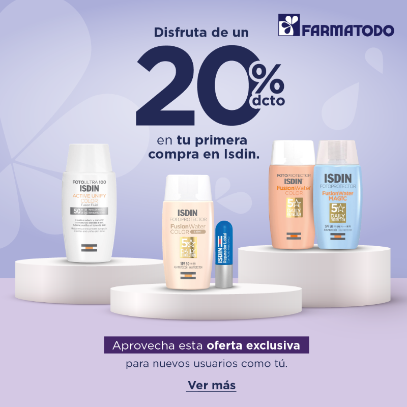 farmatodocol's tweet photo. ¡No te lo pierdas HASTA 20% dcto en tu primer domicilio en productos de referencias seleccionadas de la marca ISDIN. Para que cuides tu piel! 💙✨