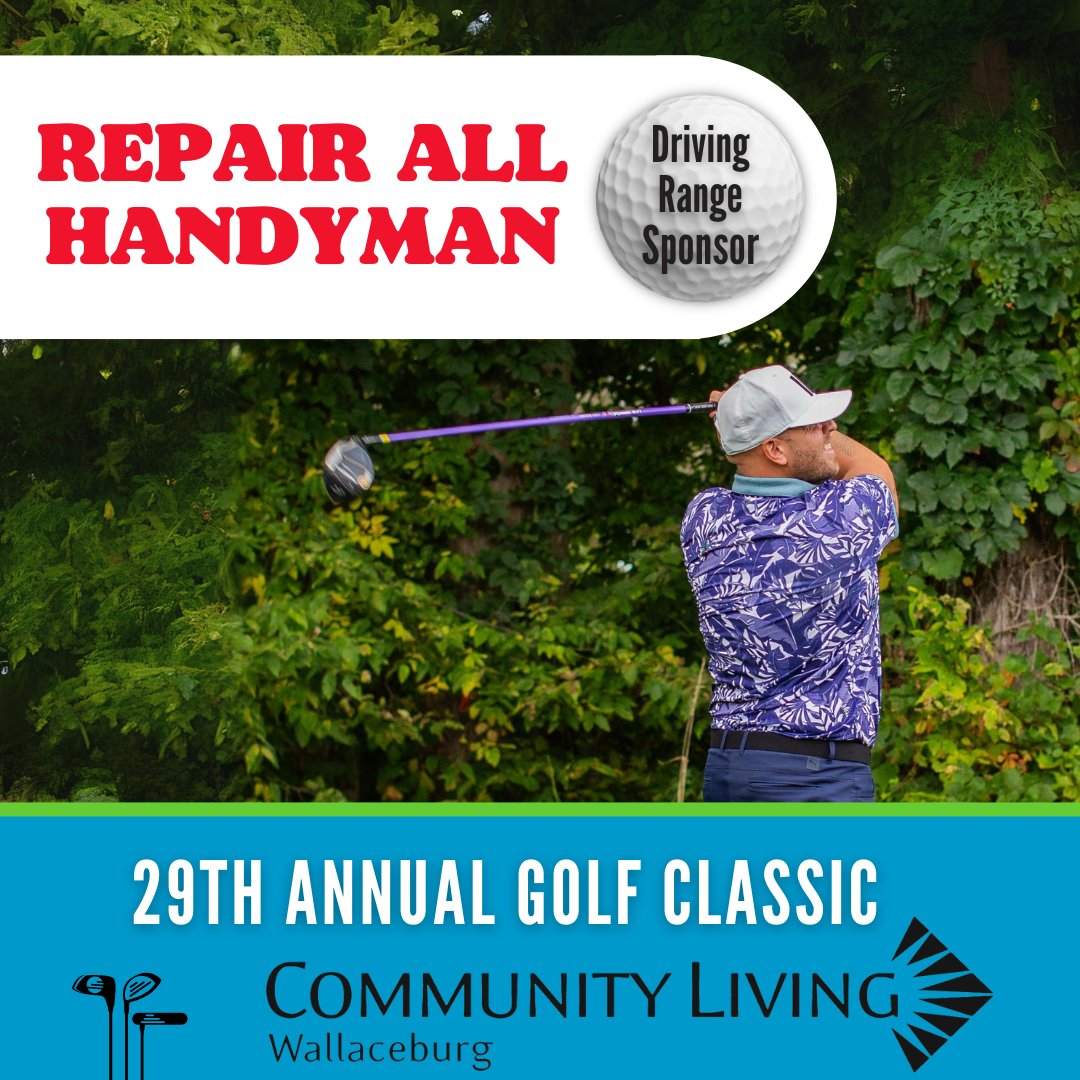 Thank you to Repair All Handyman for being our Driving Range Sponsor at our 29th Annual Golf Classic this year! Complimentary use of the driving range is a perk offered every year at our golf tournaments.

Thank you so much for the generous sponsorship!