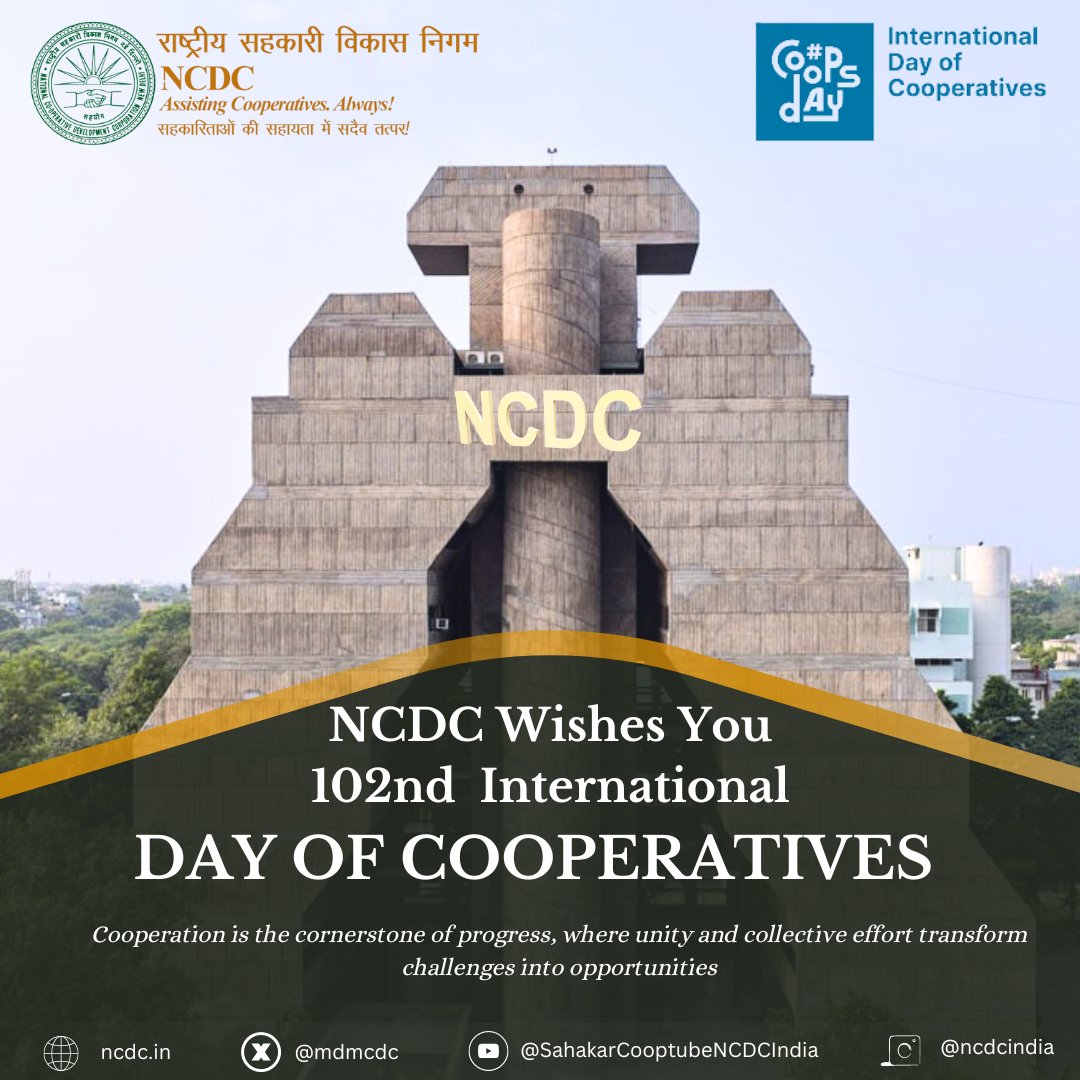 mdncdc's tweet photo. Celebrating International Cooperative Day 2024, Proud that India has the largest cooperative network, driving progress and unity. 
@MinOfCooperatn 
🇮🇳 #CooperativeDay #IndiaProud #intcoopsday https://t.co/GoLfbWVYEZ