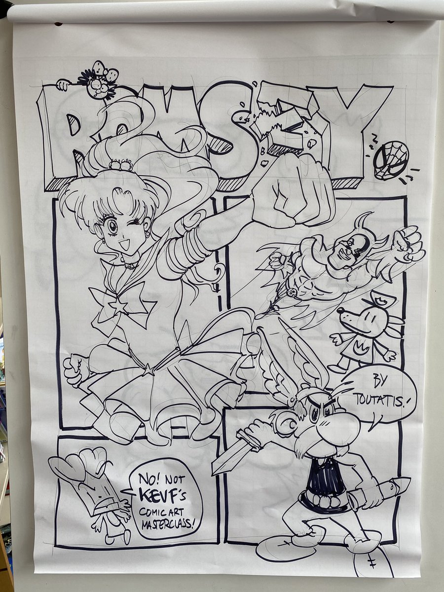 KevFComicArtist's tweet photo. The flipchart ended up looking good at @RomseySLibrary , the kids comics even better. Wait till they’re coloured. 

Sorry I had to miss day 1 of @showmasters #LFCC #LCF24, but I’m well ready to hit the ground running tomorrow! 

#ComicArtMasterclass https://t.co/23nd1s6Mao