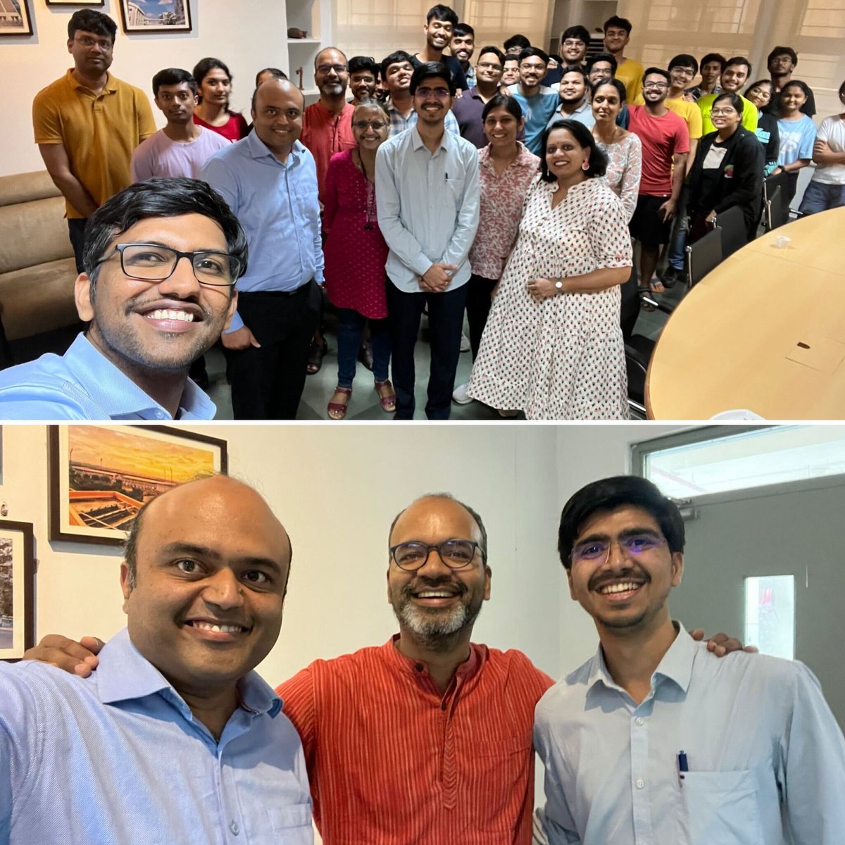 ponguru's tweet photo. 👏🏽 @ayush_akd --> Dr. @ayush_akd 👏🏽  
🎊Prof. @sachinIIITH for graduating first👌🏽 PhD student of yours. 
Thesis: Satellite Communications for Internet of Things: Topology, Transmission Scheme, and Performance Analysis.
#IIITHStudentsRock #PGChairGiri /c @iiit_hyderabad https://t.co/qUVCZIywqb