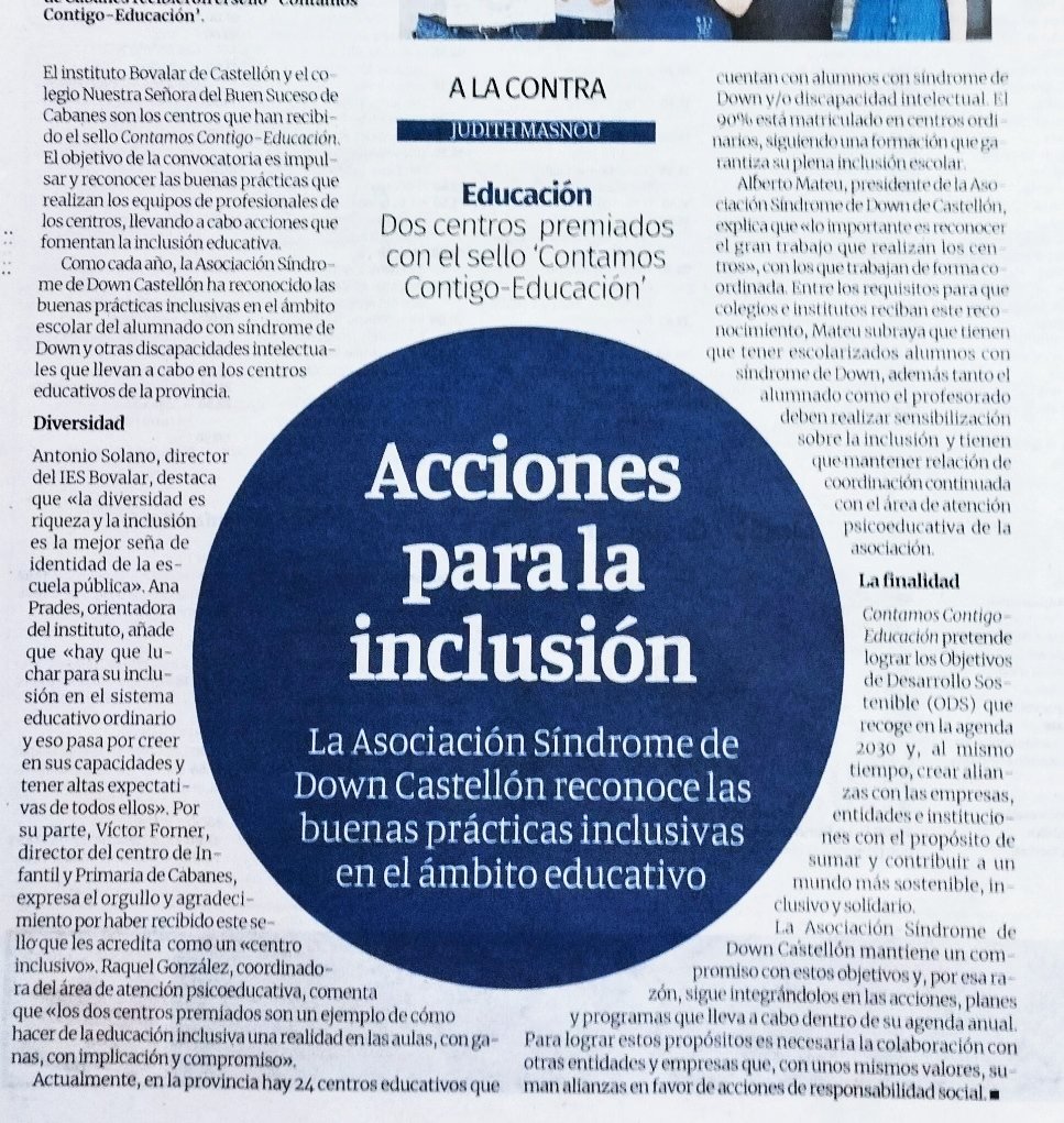 IES Bovalar (@iesbovalar) on Twitter photo Un orgull rebre el segell "Contamos contigo" Educació, per part de <a href="/DownCastellon/">SíndromedeDownCastellón</a> en reconeixement del treball de l'IES Bovalar per la inclusió. Moltes gràcies a l'associació i a tots els professionals i famílies que ho fan possible 👏👏🎉 <a href="/epmediterraneo/">El Periódico Mediterráneo</a> Un orgull rebre el segell "Contamos contigo" Educació, per part de <a href="/DownCastellon/">SíndromedeDownCastellón</a> en reconeixement del treball de l'IES Bovalar per la inclusió. Moltes gràcies a l'associació i a tots els professionals i famílies que ho fan possible 👏👏🎉 <a href="/epmediterraneo/">El Periódico Mediterráneo</a>