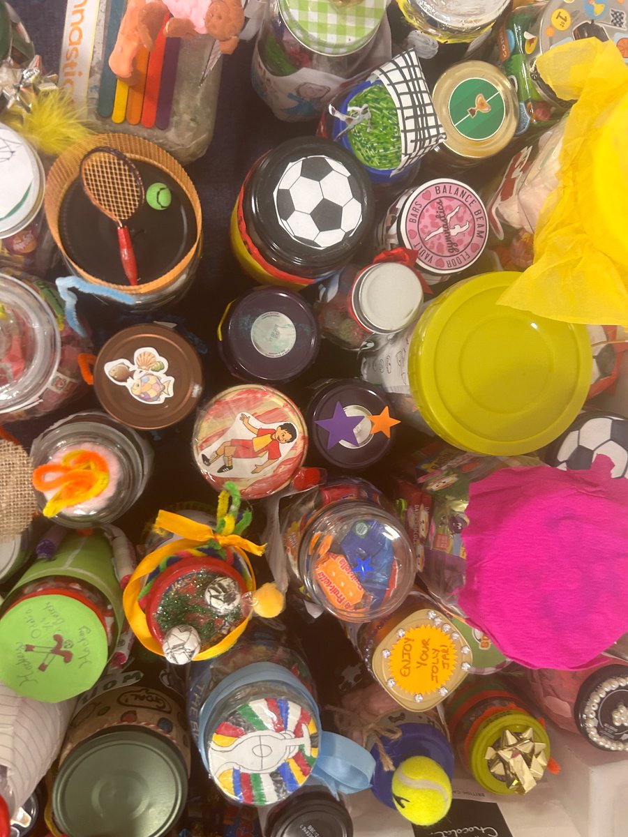 Here are a few of the hundreds of  jolly jars our creative pupils have made! The sport themed jars are just wonderful. Come along to the School Fair tomorrow from 12pm - 3pm and you could win one!  The PTA have a wonderful fair planned and ready! ⚽️🏀🏈🎾🏸🎳
