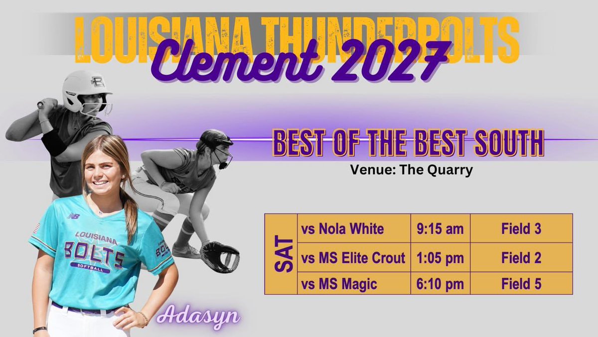 This weekend we travel to Brandon, MS to compete at the Best of the Best South Showcase. <a href="/careywsoftball/">William Carey Softball</a> <a href="/CoLinSoftball/">Co-Lin Softball</a> <a href="/ECCCSoftball/">ECCC Softball</a> <a href="/PearlRiverSB/">Pearl River Softball</a> <a href="/MCCEaglesSB/">MCC Eagles Softball</a> <a href="/NEMCCTigers/">Northeast Tigers</a> <a href="/UWA_Softball/">UWA Softball</a> <a href="/LionUpSoftball/">Southeastern Softball</a> <a href="/JC_Bobcats/">Jones College Athletics</a> <a href="/GoChoctaws_SB/">Mississippi College Softball🥎</a> <a href="/LCU_sftball/">LCU Softball</a>