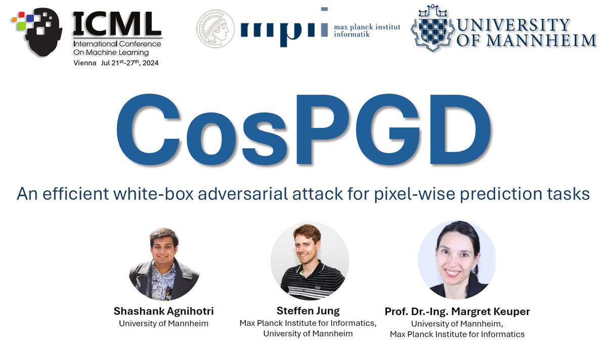 shashankska's tweet photo. Interested in a quick summary of our @icmlconf 2024 paper, CosPGD: An efficient white-box adversarial attack for pixel-wise prediction tasks?

Please watch this short video: https://t.co/eRlkCDUIk5

For more details, please checkout our project page: https://t.co/CbJdAQTRDh https://t.co/aC7UHUtWTI