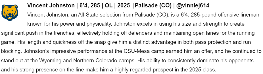 Thank you <a href="/sixstarfootball/">Six Star Football | PLUS+</a> for the <a href="/UNC_BearsFB/">Northern Colorado Football</a> camp write up!