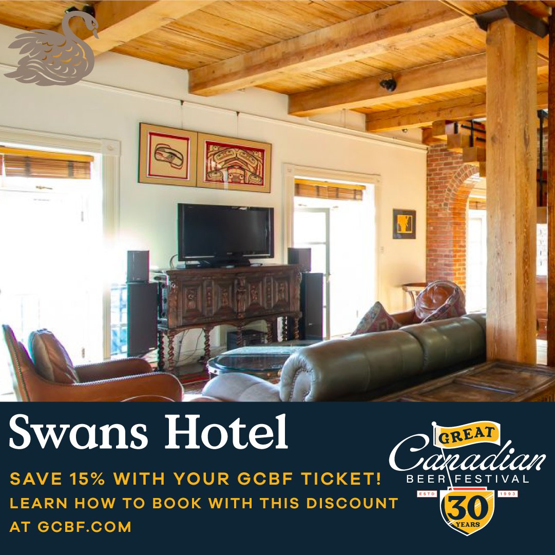 👏We want to give a huge thank you to our hotel partners @sandmanhotels, <a href="/parkside_hotel/">The Parkside Hotel</a> and <a href="/swansvictoria/">Swans Hotel &Brewpub</a>! 🤗

👉️Save 15% on your book with your #GCBF ticket at victoriabeersociety.com/gcbf/

#GreatCanadianBeerFest #VictoriaEvents #YYJEvents