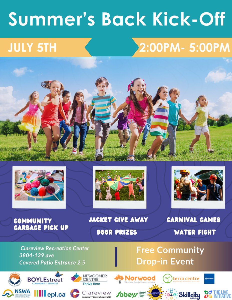 Get ready for an amazing summer kick-off at the C5 FRN! Join us today for a fun-filled event as we launch our exciting summer programs.  Location: Clareview Recreational Centre (covered patio entrance 2.5)  Time: 2pm-5pm