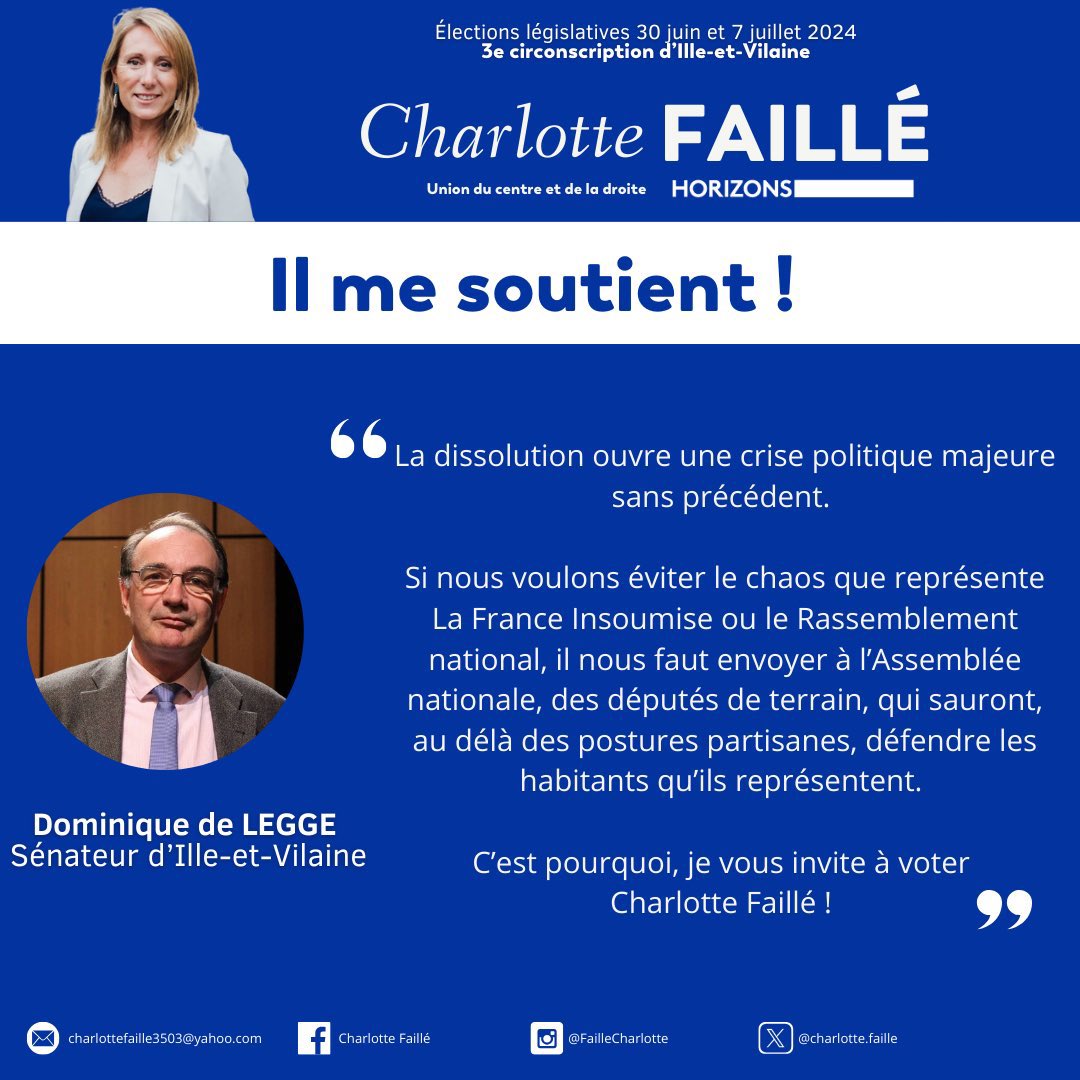 Charlotte Faillé (@faillecharlotte) on Twitter photo 🔵Je remercie une nouvelle fois <a href="/Domdelegge/">Dominique de Legge</a> pour son soutien. Sénateur depuis 2004, il est aussi une référence pour les finances publiques au Sénat.
🤝 L’entente entre les parlementaires permet de faire avancer plus rapidement les projets sur nos territoires ! 🔵Je remercie une nouvelle fois <a href="/Domdelegge/">Dominique de Legge</a> pour son soutien. Sénateur depuis 2004, il est aussi une référence pour les finances publiques au Sénat.
🤝 L’entente entre les parlementaires permet de faire avancer plus rapidement les projets sur nos territoires !
