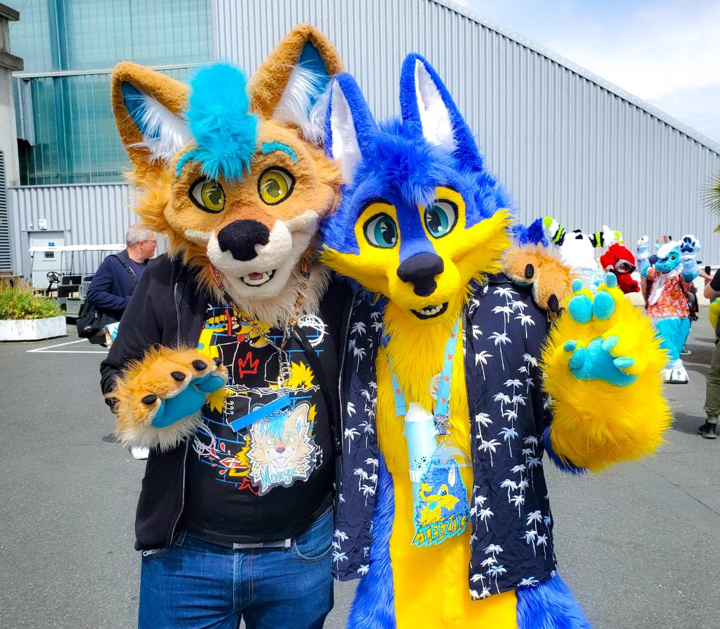 With my fursuit bro <a href="/Teezik_Wolf/">⚡️ Teezik Thunder Wolf ⚡️</a> at the #JTF2024
It's always a pleasure to see you 😉

🪡 @ThunderhowlZaro 
📸 <a href="/o_Balfruss_o/">🎾 Balfruss ➡️ FCD ? 🏳️‍🌈🔻🎾</a> 

#FursuitFriday #Fursuit #Furry