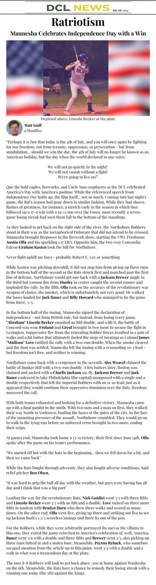 7/5/24: Ratriotism

Article on Maunesha's Independence Day victory featuring postgame comments from <a href="/ollaaustin/">Austin Olla</a>  and <a href="/BenOlsen421/">Ben Olsen</a> 

(and Revolutionary War references)

Written by <a href="/msniff30/">Matt Sniff</a>