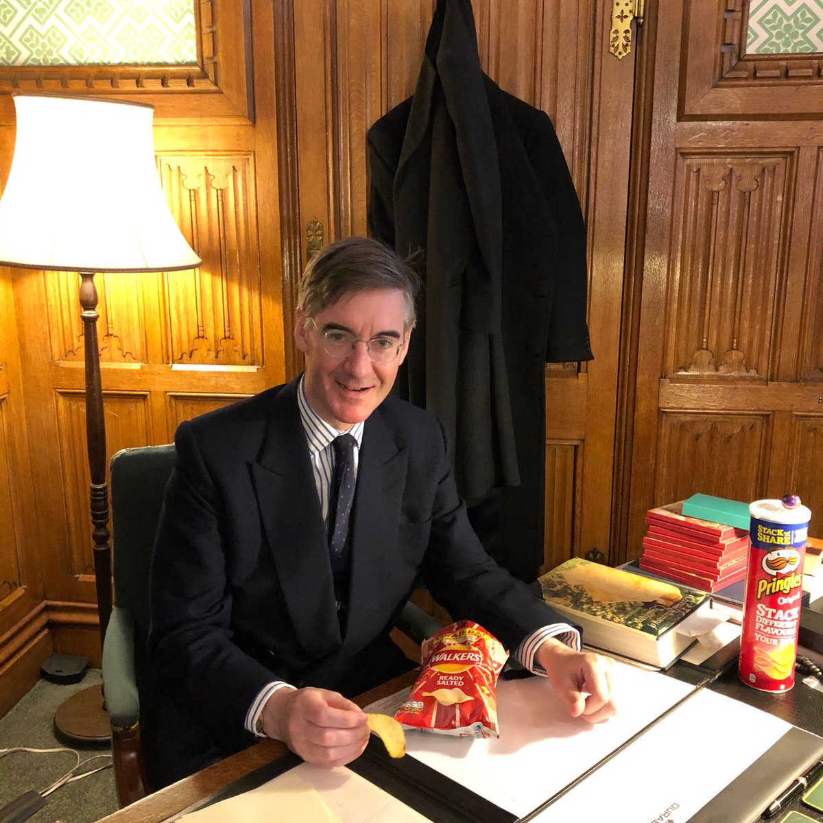 ianpkirk's tweet photo. @shashj Rees-Mogg famously had a copy of the Oxford Dictionary of Quotations on his desk.

You can see it in this picture. https://t.co/b3YLTWycqb
