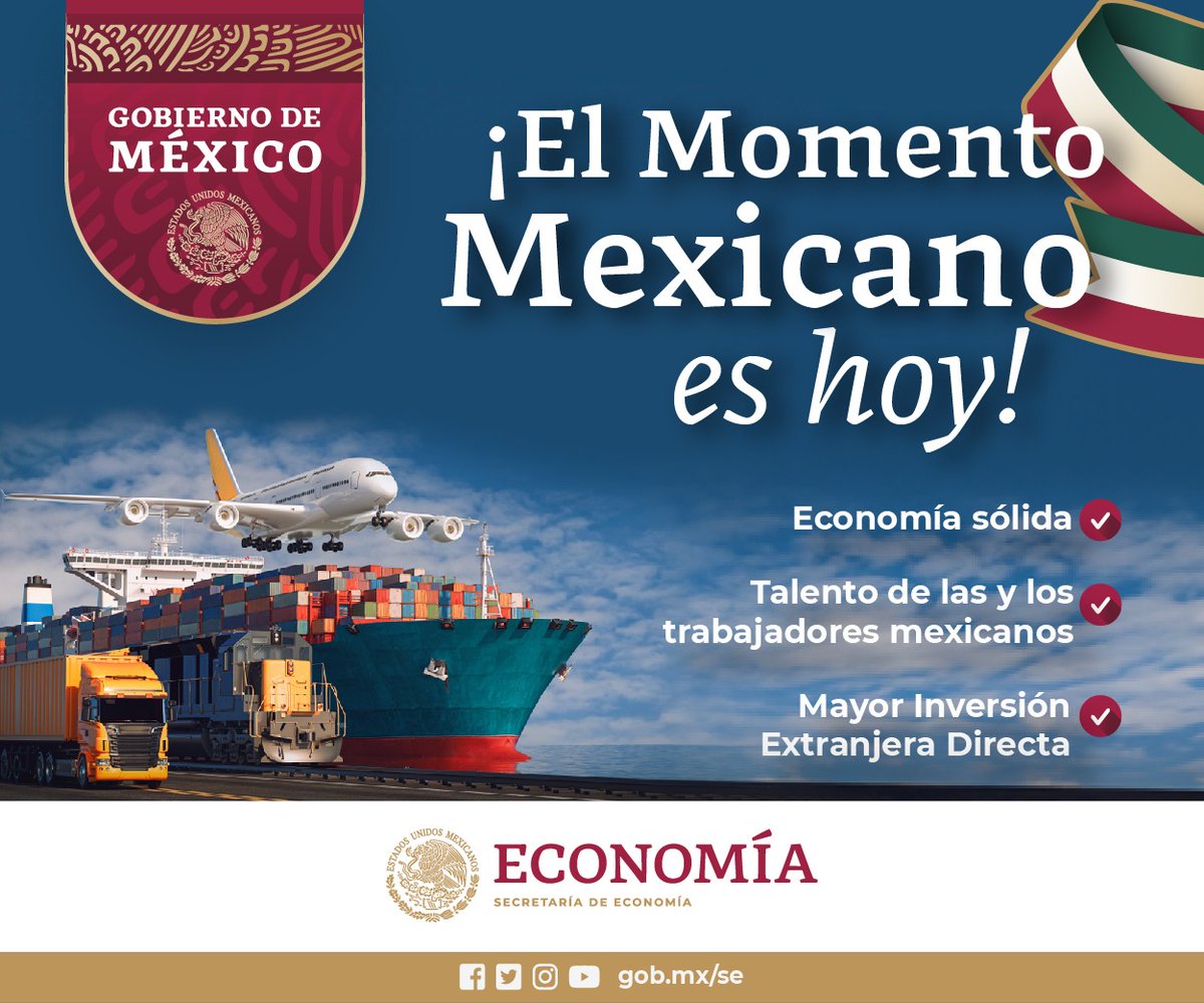 SE_mx's tweet photo. La economía mexicana, ¡en su mejor momento!

Por ello, nuestro país es una de las principales potencias económicas del mundo para invertir. https://t.co/6JIRx5N9d9