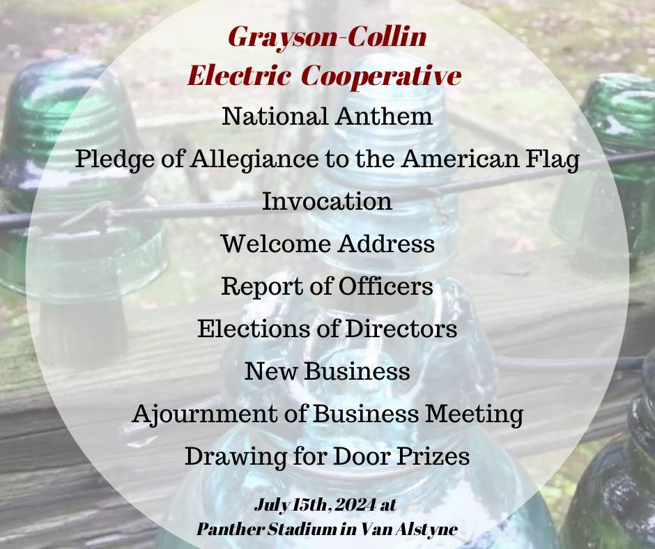 We hope to see you at our upcoming Annual Meeting of the Members and will look forward to spending an evening of fun for the entire family with you!! 🤠 

Don't forget to send in your ballot by July 12th to receive your $10 bill credit!! 💡