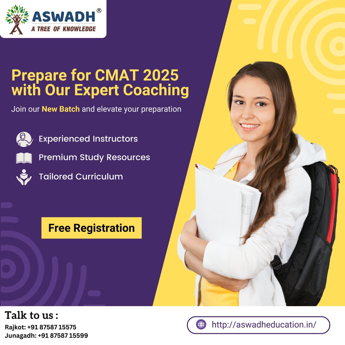aswadheducation's tweet image. Admission open For 2024

MBA/MCA Entrance Exams : 
CAT | MAT | CMAT 
XAT | SNAP | ATMA

Rajkot: 87587 15575
Junagadh : 87587 15599

#catexam #matexam #cmatexam #xatexam #snapexam #entranceexams #rajkot #junagadh #examguide #bschooladmission #collegeadmission