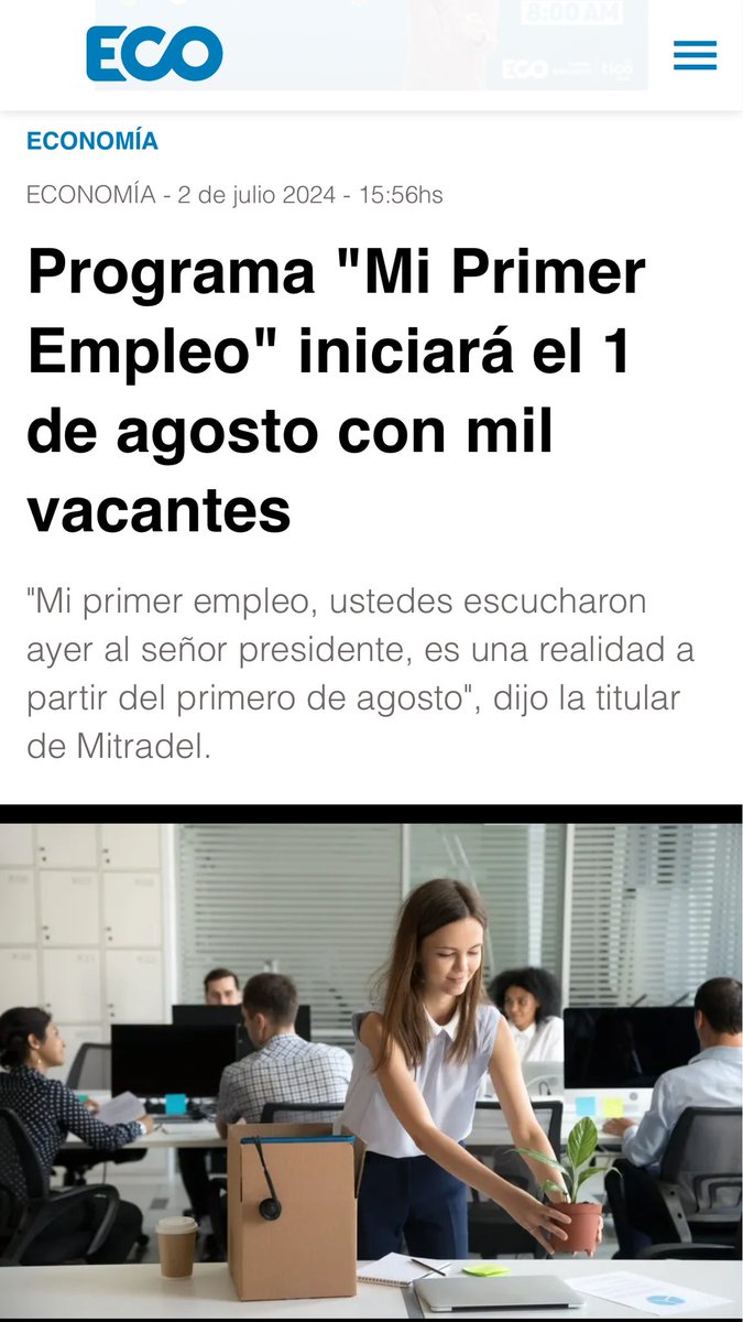 La ejecución del programa "Mi Primer Empleo" es un paso en la dirección correcta para empezar a atender a miles de jóvenes desempleados. Como lo he sostenido, las buenas alianzas entre el Gobierno y el sector privado son la clave.