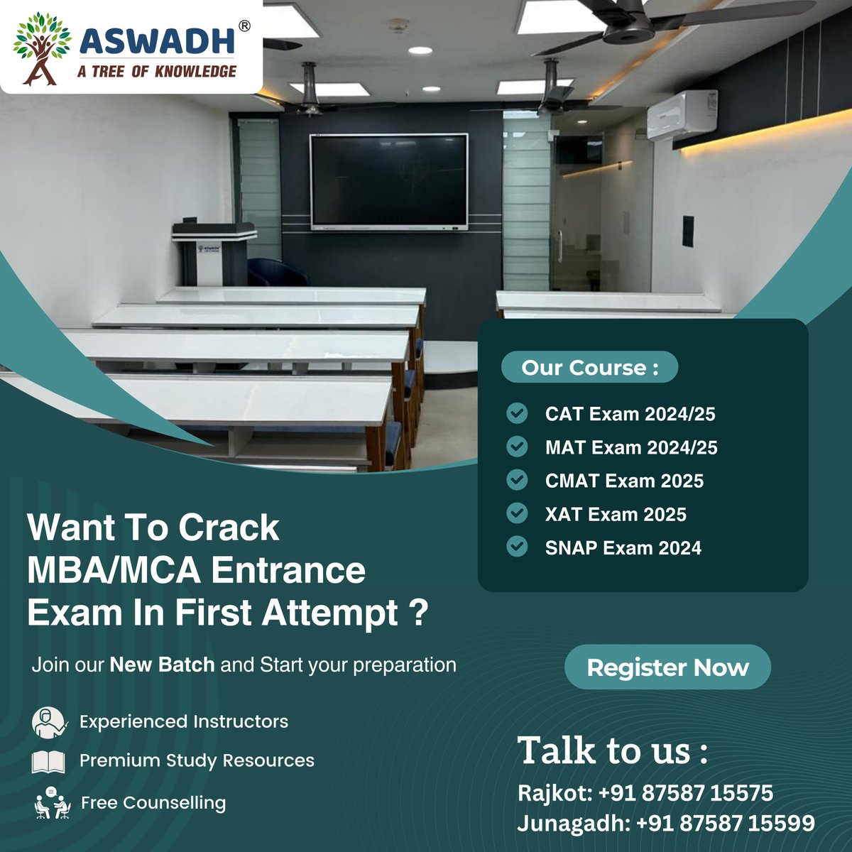 aswadheducation's tweet image. Admission open For 2024

MBA/MCA Entrance Exams : 
CAT | MAT | CMAT 
XAT | SNAP | ATMA

Rajkot: 87587 15575
Junagadh : 87587 15599

#catexam #matexam #cmatexam #xatexam #snapexam #entranceexams #rajkot #junagadh #examguide #bschooladmission #collegeadmission