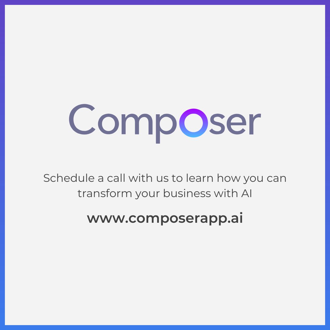 ⏰ Want to save time and boost engagement? 🌟✨

Composer's AI tools help create content that truly connects. Spend less time brainstorming, more time engaging.

🗓️ Schedule a call at composerapp.ai!

#ContentCreation #AI #MarketingInnovation