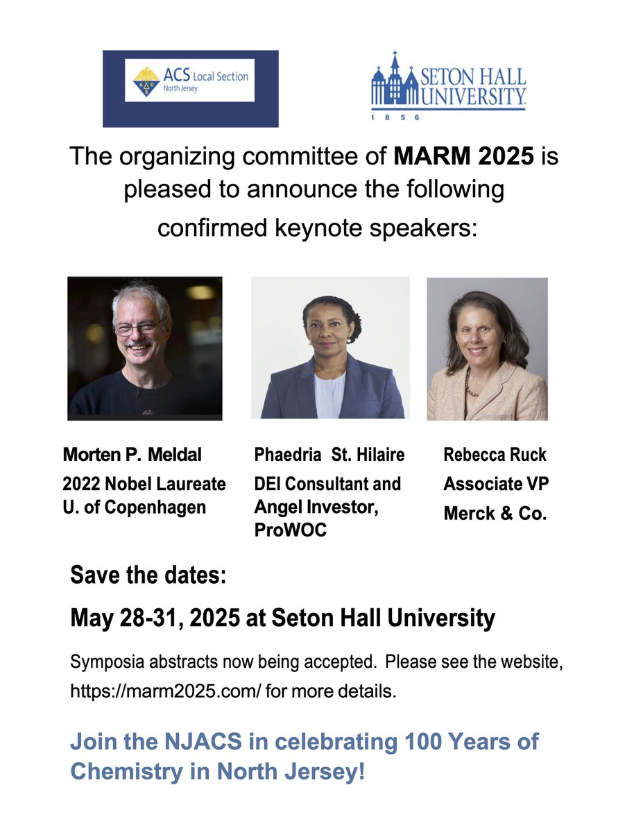 Seton Hall Chemistry and Biochemistry (@setonchem) on Twitter photo The 2025 Middle Atlantic Regional Meeting (MARM) of the <a href="/AmerChemSociety/">American Chemical Society</a> is coming to <a href="/SetonHall/">Seton Hall</a>! <a href="/SetonChem/">Seton Hall Chemistry and Biochemistry</a> <a href="/NJACS_OTG/">North Jersey ACS_Organic Topical Group</a> <a href="/AcsJersey/">North Jersey ACS</a> marm2025.com The 2025 Middle Atlantic Regional Meeting (MARM) of the <a href="/AmerChemSociety/">American Chemical Society</a> is coming to <a href="/SetonHall/">Seton Hall</a>! <a href="/SetonChem/">Seton Hall Chemistry and Biochemistry</a> <a href="/NJACS_OTG/">North Jersey ACS_Organic Topical Group</a> <a href="/AcsJersey/">North Jersey ACS</a> marm2025.com