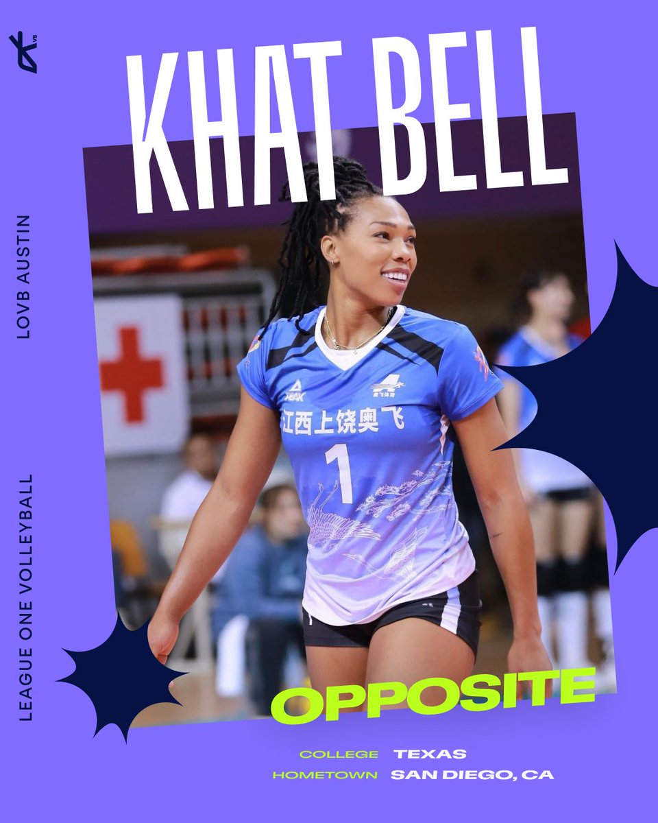 lovbatx's tweet photo. We've gone full circle ⭕️ and we're so excited to welcome back yet another @TexasVolleyball standout! @_khatbell is a 3x All-American and helped the Longhorns to their 2nd National Championship in 2012. 

Welcome to LOVB Austin, Khat Bell! 💜 #lovbatx #KhatBell https://t.co/U7PQNtPMVi