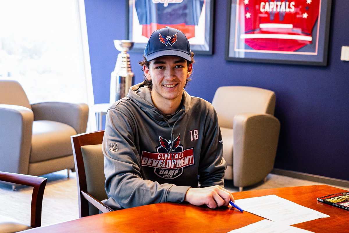 Capitals's tweet photo. What a week for Terik

Get drafted in the First Round ✅
Participate in your first #CapsDevCamp ✅
Sign your first contract with #ALLCAPS ✅ https://t.co/kcUx0Smfb6