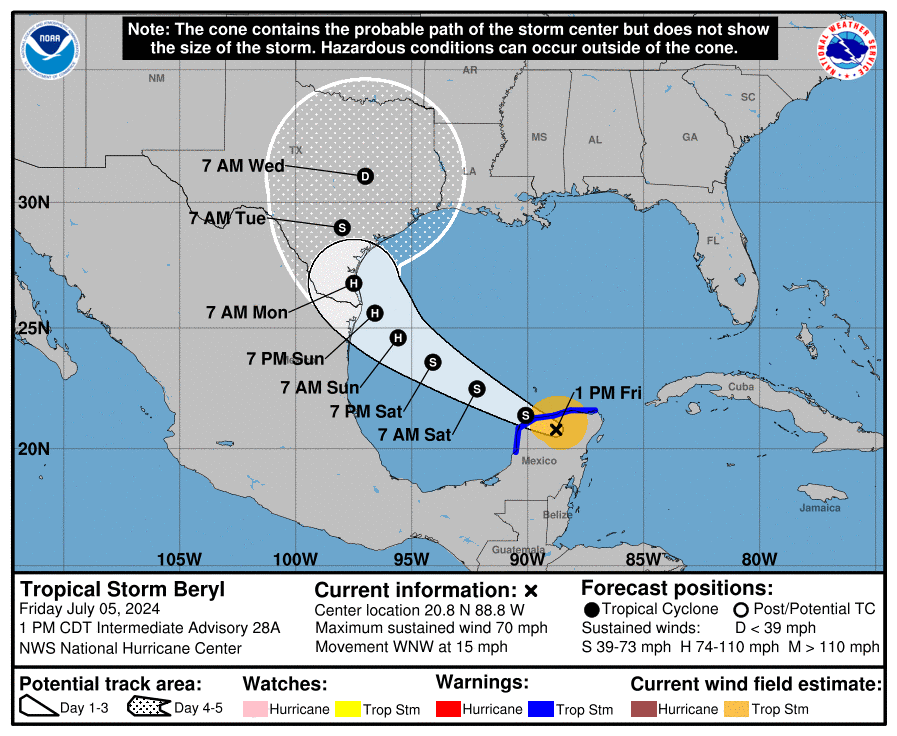 The <a href="/TXGLO/">Texas General Land Office</a> has activated several storm readiness procedures in anticipation of Hurricane Beryl. 

Hurricane Beryl is currently projected to hit South Texas near the border with Mexico and then the storm's path is projected to travel northward. 

Read more on readiness procedures,