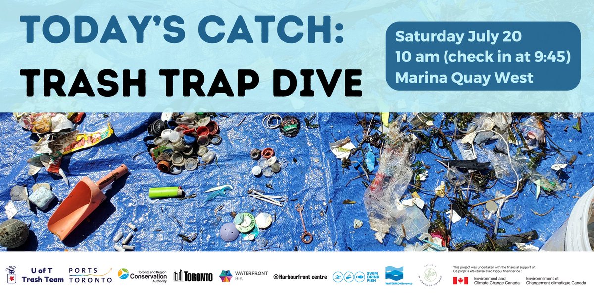 🌊Curious how we track what #TrashTraps collect? Join our researchers &amp; #FightingFloatablesTO partners on Sat July 20 for a one-of-a-kind opportunity to participate in #TrashTrapping and prevent litter from reaching Lake Ontario! trashtrapdive.eventbrite.ca