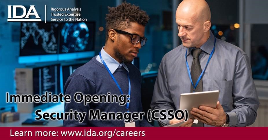 IDA_org's tweet image. Our office in #Bowie, MD is seeking a Security Manager to maintain responsibility for the operations and security of the SCIF and SCI programs. This position plays an essential role on IDA's Center for Computing Sciences team. Apply today: idalink.org/CSSO #CSSO