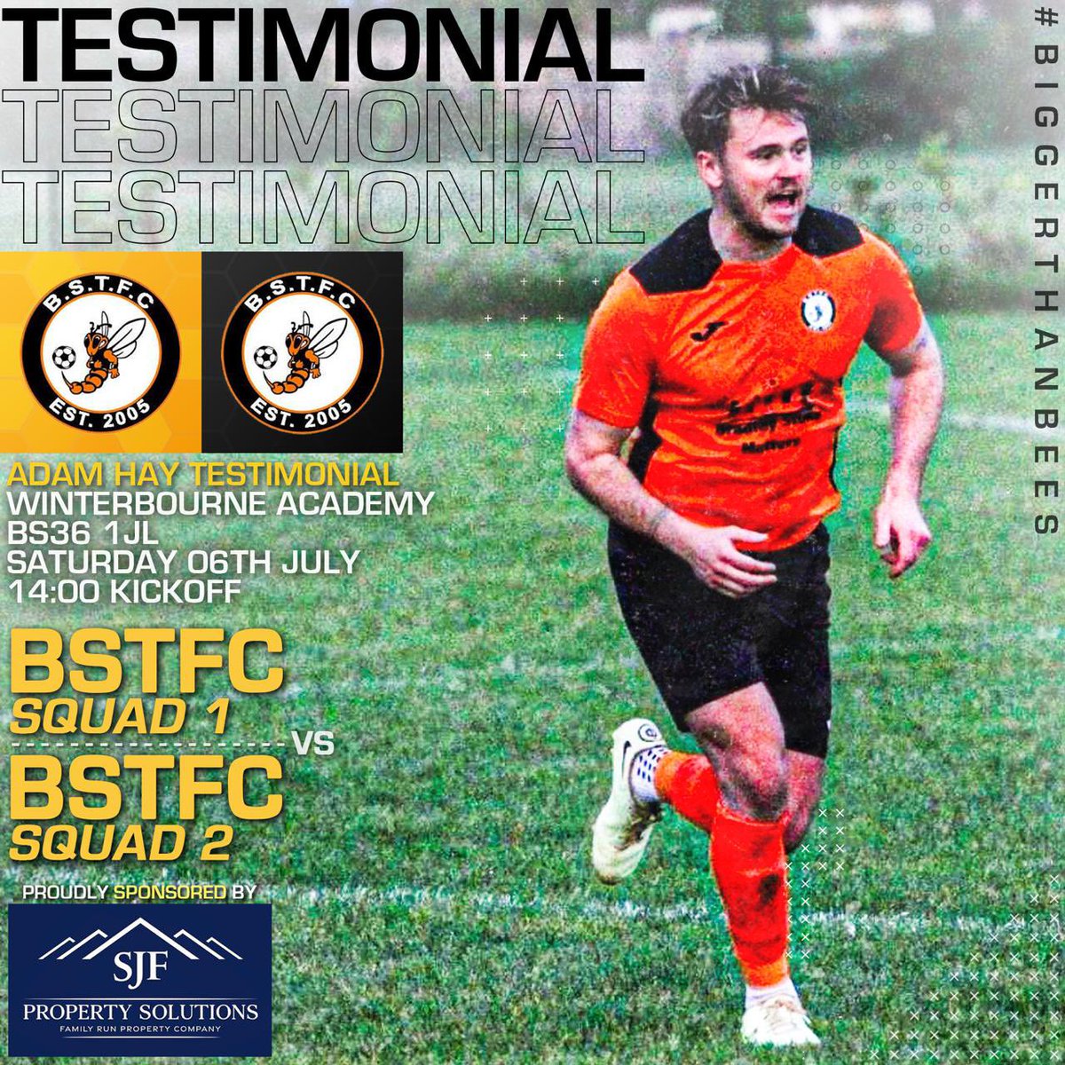 BSTFC's tweet photo. TOMORROW
Was meant to be the Ressies in action but the other team canโt raise a side ๐ข
Instead weโre having a squad game, and as heโs got to play for both sides due to availability, itโs now The Adam Hay Testimonial! #TheHaymaker ๐
Bar at the JC open afterwards ๐งก๐ค https://t.co/WqhST8lyAC