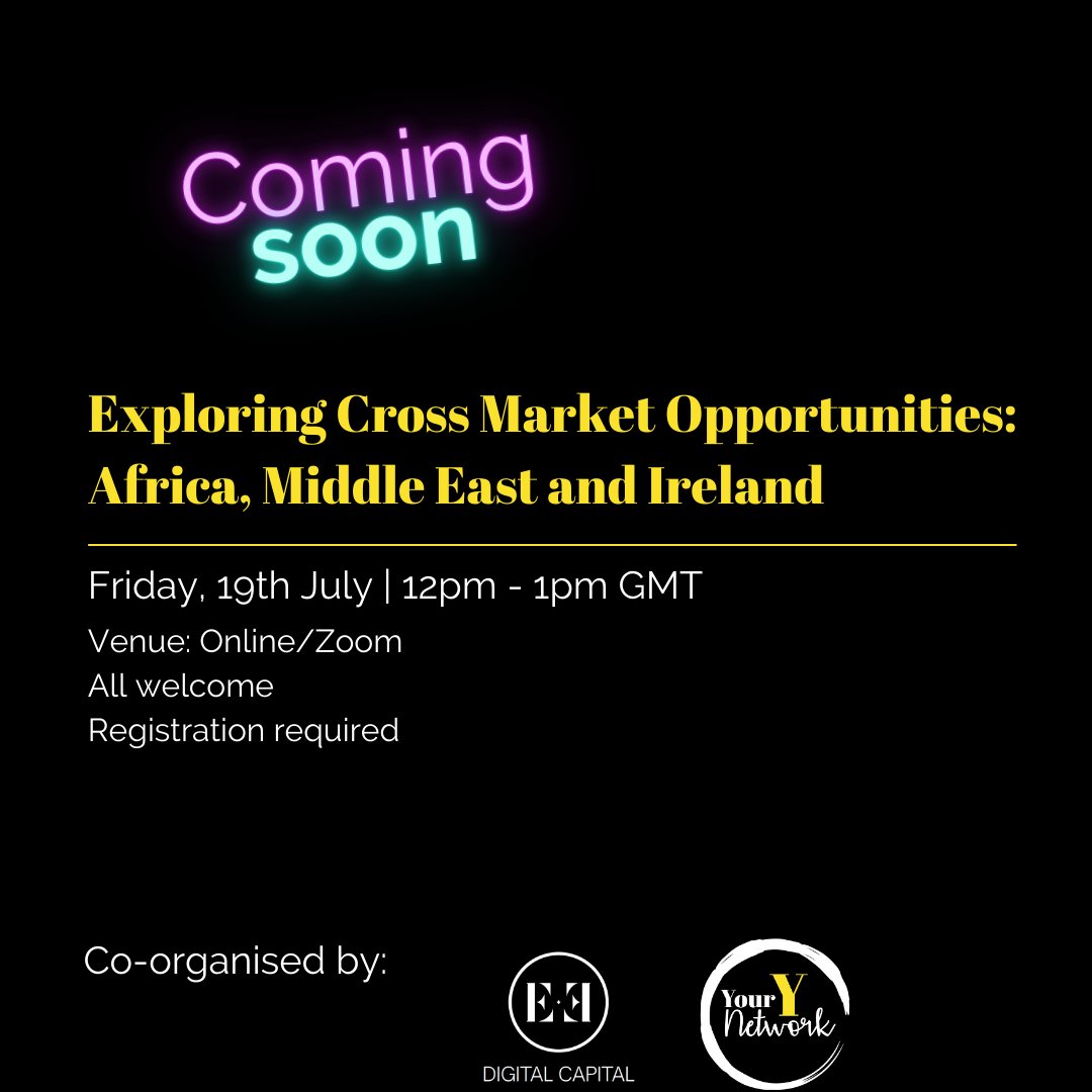 DarStartup's tweet photo. Event Alert!  Join us at the "Exploring Cross Market Opportunities in Africa, the Middle East, and Ireland" event  

Whether you're an impact investor, social/entrepreneur, or simply curious about new market opportunities, this event is for you!  https://t.co/7SBoNHTQJv https://t.co/FyZlM67llU