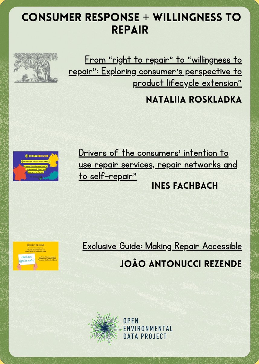 OpenEnviroData (@openenvirodata) on Twitter photo ⚒️ Right to Repair! ⚒️
R2R is an essential part of #OpenHardware. Check out these reading recs including works by <a href="/NotoriousECG/">Ericka Cruz Guevarra</a> <a href="/zuliemann/">Azul Dahlstrom-Eckman</a>, <a href="/_MichaelStead/">Michael Stead</a> if you're interested in what is happening in the US and EU!
#RightToRepair #Sustainability #RepairCulture ⚒️ Right to Repair! ⚒️
R2R is an essential part of #OpenHardware. Check out these reading recs including works by <a href="/NotoriousECG/">Ericka Cruz Guevarra</a> <a href="/zuliemann/">Azul Dahlstrom-Eckman</a>, <a href="/_MichaelStead/">Michael Stead</a> if you're interested in what is happening in the US and EU!
#RightToRepair #Sustainability #RepairCulture