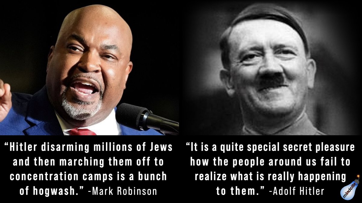 Mindcite_US's tweet photo. Adolf Hitler would have appreciated the GOP candidate for NC governor's call for killing so much he might have made Mark Robinson an honorary white man.
And then gassed him.
#VoteBlueToProtectYou #DemsUnited https://t.co/aeBqbFjVYy