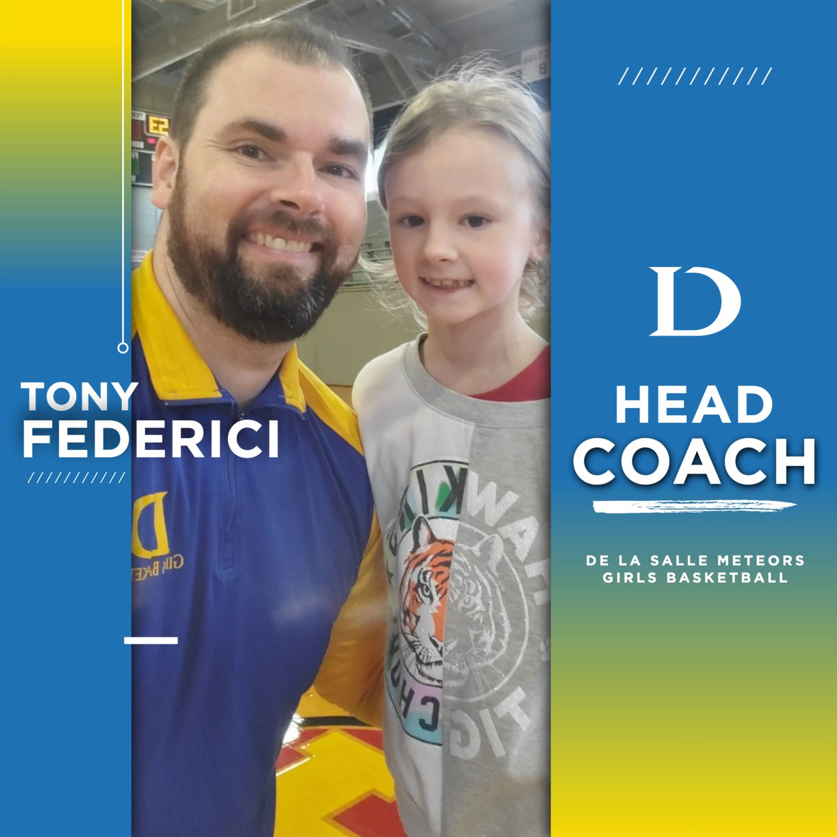 meteorathletics's tweet photo. De La Salle has named Tony Federici '00 as our new Girls Basketball Head Coach! 🏀  

AD Tom White said "Having Tony in class, I realized at that time with his coaching bloodline and his love for sports, he would one day be an outstanding Head Coach."

#MeteorsUnited #GoMeteors☄️ https://t.co/aA14ueuGts