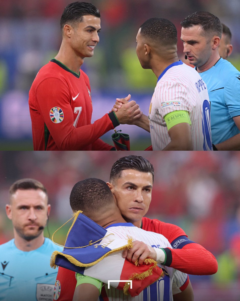 goal's tweet photo. Cristiano Ronaldo and Kylian Mbappe have nothing but respect for each other  🤝 https://t.co/ZPBp4jn2zx