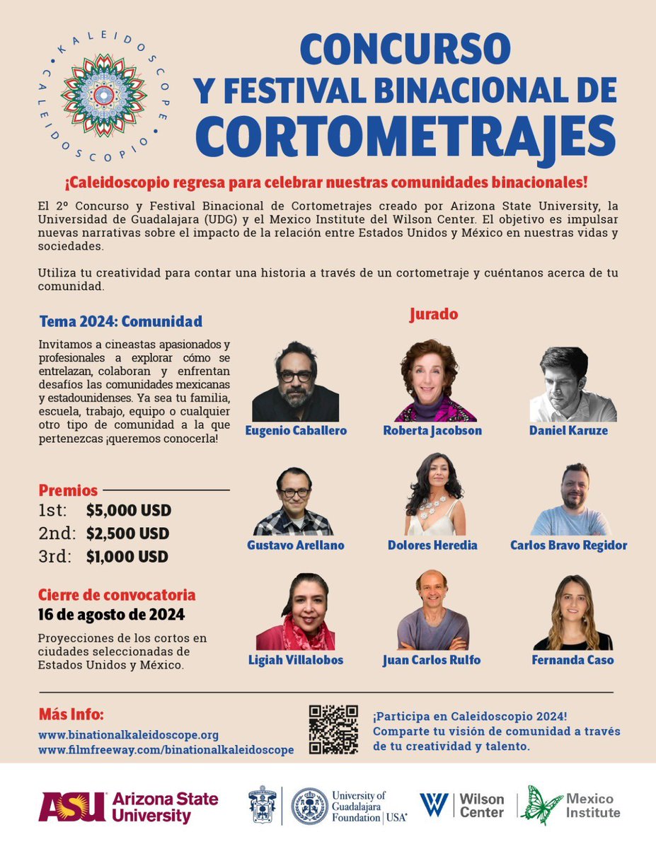 Francisco de la Torre 🥑 (@fdelatg) on Twitter photo ¡Participa en el Concurso de Caleidoscopio 2024! 🎥Cuenta la historia de tu comunidad en un cortometraje de 2 a 12 minutos. Organizado por @CIESDEMEX y apoyado por <a href="/udg_oficial/">Universidad de Guadalajara</a>. Premios 💰 de hasta $5,000 USD. Más info 👉🏽 filmfreeway.com/binationalkale…
#CaleidoscopioBinacional2024 ¡Participa en el Concurso de Caleidoscopio 2024! 🎥Cuenta la historia de tu comunidad en un cortometraje de 2 a 12 minutos. Organizado por @CIESDEMEX y apoyado por <a href="/udg_oficial/">Universidad de Guadalajara</a>. Premios 💰 de hasta $5,000 USD. Más info 👉🏽 filmfreeway.com/binationalkale…
#CaleidoscopioBinacional2024