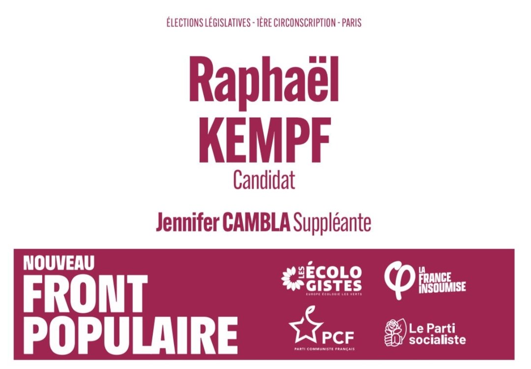 FrontPopParis01's tweet photo. Dimanche 7 juillet, on vote @raphkempf et @JCambla pour le #NouveauFrontPopulaire !

#OnVoteNFP https://t.co/Ju4X4CzEbF