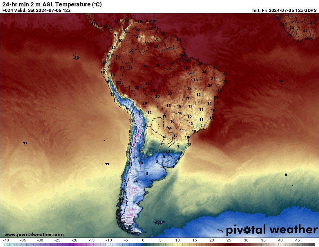 #FrioExtremo ❄️⚠️
Mañana tendremos la mañana mas fría en décadas en la zona central del país, el AMBA en gran parte tendrá mínimas negativas, incluso Capital, este Julio se esta perfilando (al menos primer quincena) como el mes mas frio del siglo