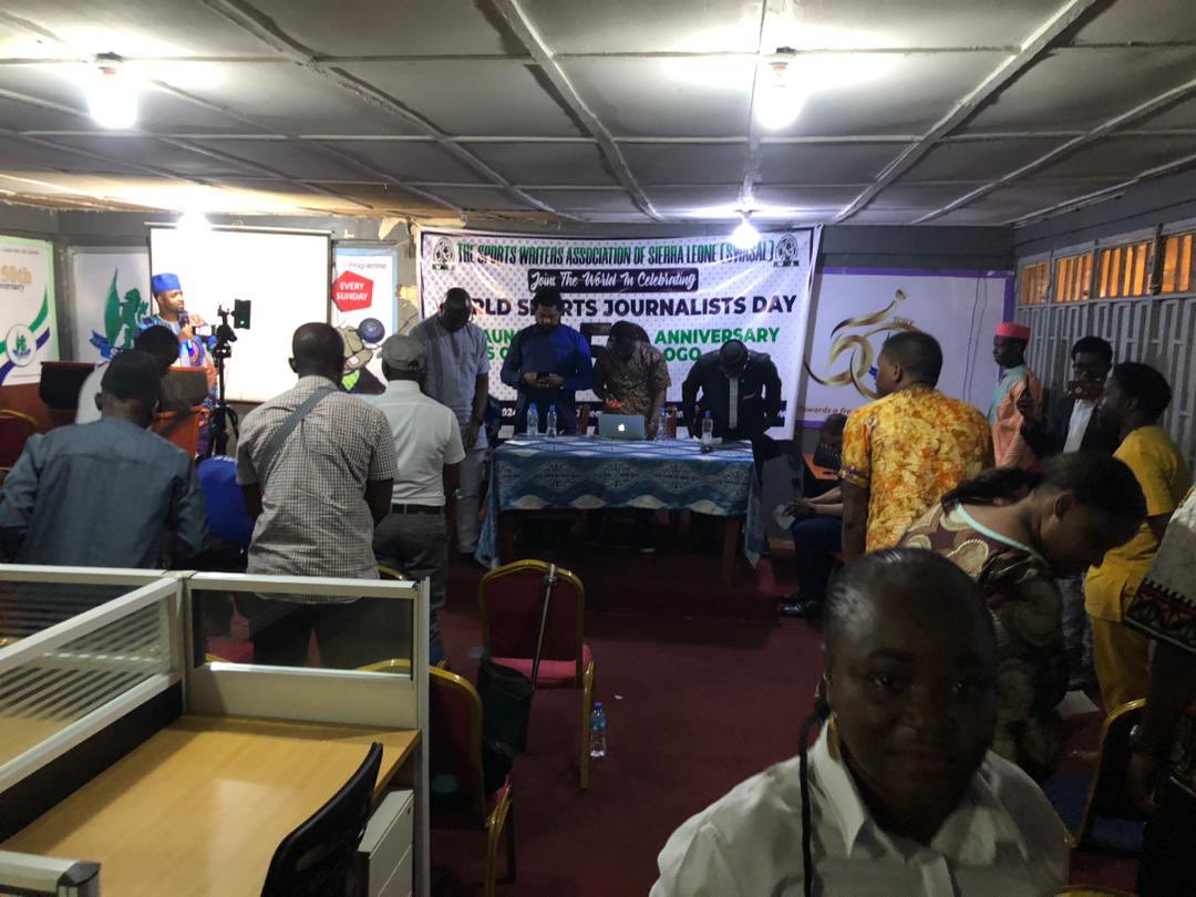 SWASAL_SL's tweet photo. The @SWASAL_SL today #WorldSportsJournalistsDay2024 and also launched their #GoldenJubilee Logo in Freetown.#SWASAL President @morrisjr88 lauded sports journalists for their dedication and contributions to the profession &amp; urged them to maintain high ethical standards.
@AIPSmedia https://t.co/dK7iAJsO5K