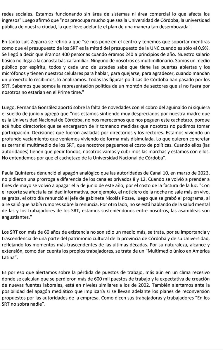NicolasdelCano's tweet photo. Presentamos en la Cámara de Diputados un proyecto de resolución rechazando el vaciamiento en los SRT ( servicios de radio y televisión) de la Universidad Nacional de Córdoba. Acompañamos la pelea en defensa de los puestos de trabajo y de la pluralidad de voces. Quienes crecimos con los programas y noticieros de Canal 10 y Radio Universidad, sabemos de la calidad de sus trabajadoras y trabajadores. Todo nuestro apoyo a su lucha.