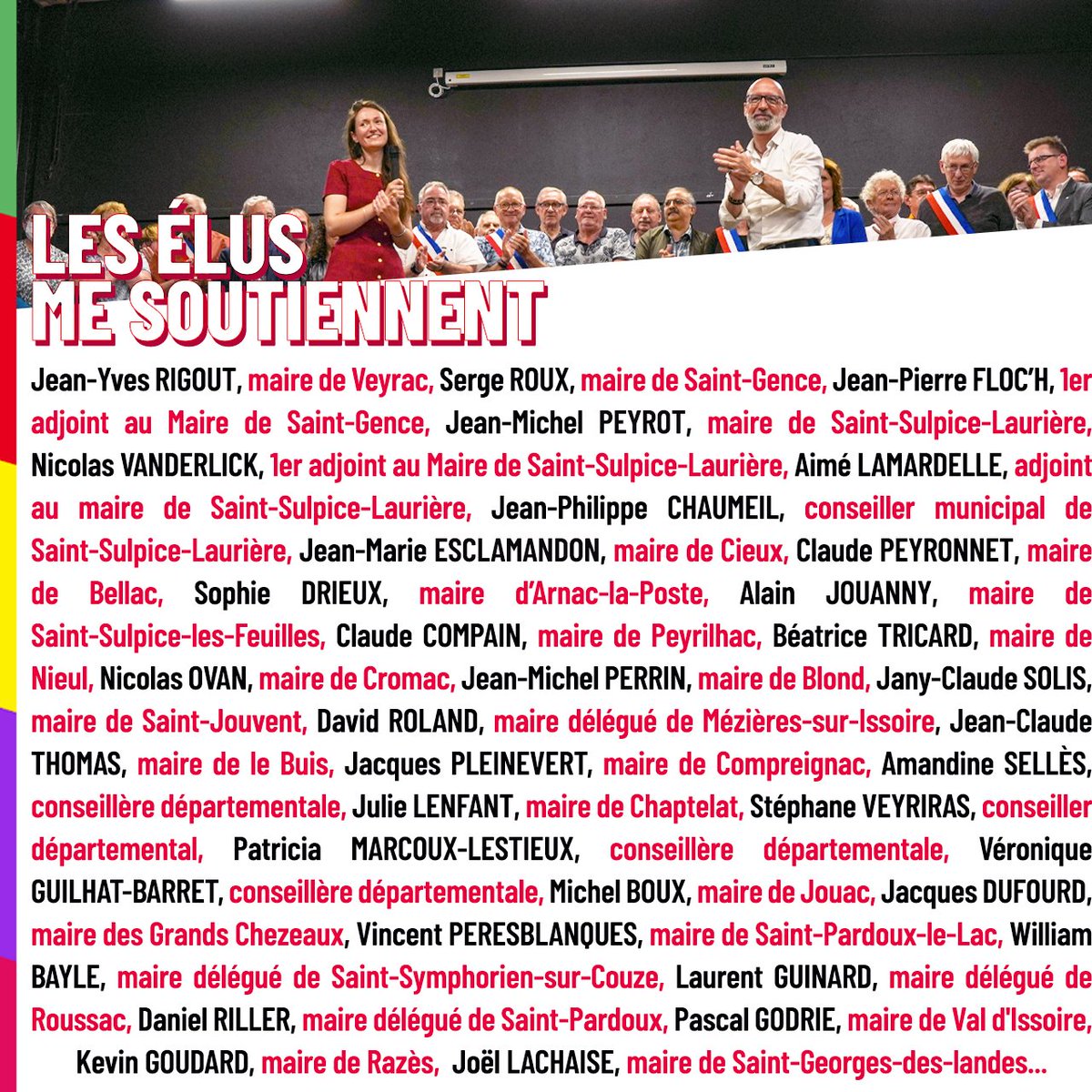 ManonMeunier_UP's tweet photo. Plus de 40 maires, conseillers municipaux et départementaux de la circonscription me soutiennent !

« Une élue de terrain, à l'écoute, qui se bat pour nos écoles, nos services publics, nos agriculteurs ! »

« Faire front républicain est notre devoir, et j'ai confiance en Manon. » https://t.co/ZJ2uTPzuV6