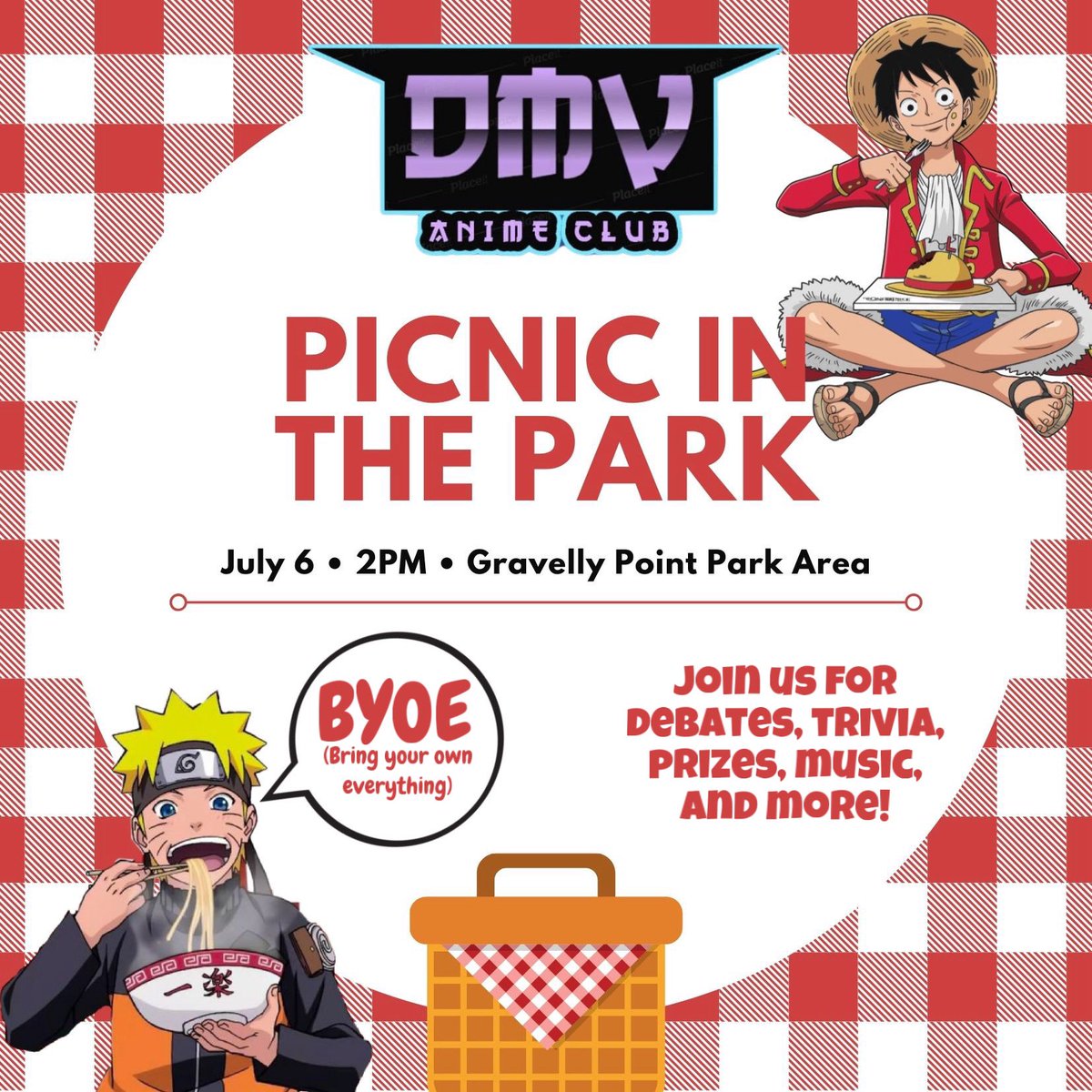 TOMORROW! This event is open to everyone, members AND non members 🤝🏾🤝🏾 come out and hang out with other anime fans in the dmv 🤞🏾