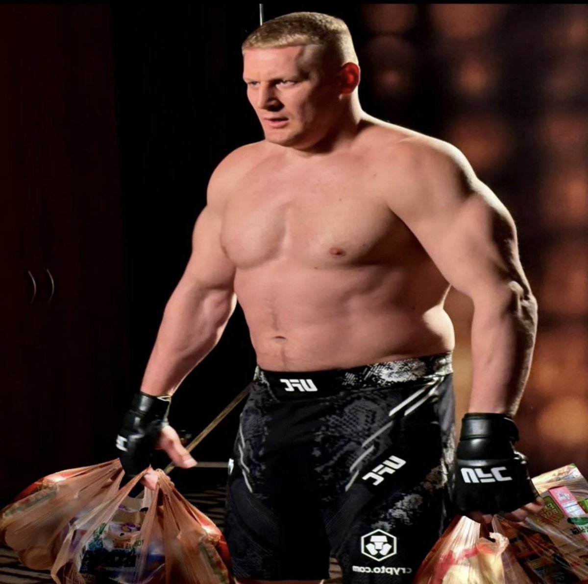 Me helping my mom carry the groceries in