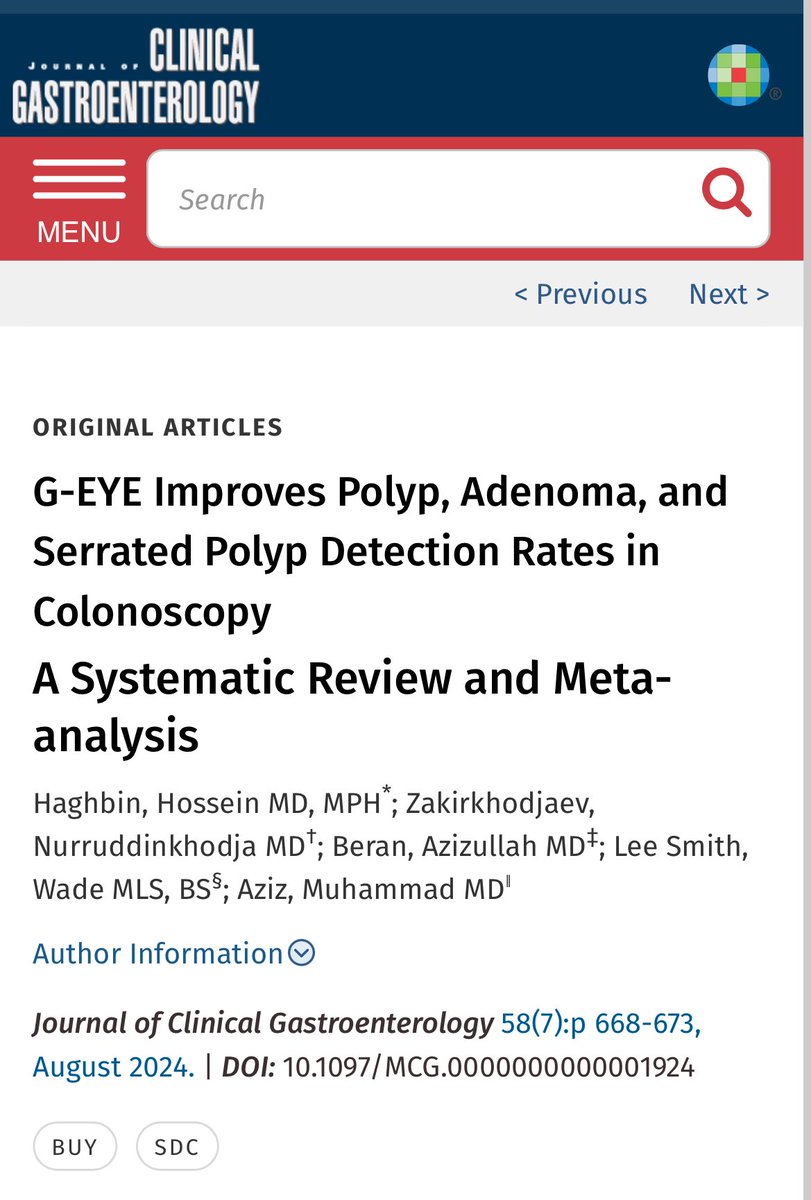 Azizullah Beran, MD, ABOM-D (@azizullahberan) on Twitter photo Check our new meta-analysis about G-EYE in Colonoscopy, led by Dr. Hossein Haghbin and <a href="/Aziz_M50/">Muhammad Aziz</a> <a href="/IUGastro/">Indiana University Gastroenterology and Hepatology</a>
journals.lww.com/jcge/abstract/… Check our new meta-analysis about G-EYE in Colonoscopy, led by Dr. Hossein Haghbin and <a href="/Aziz_M50/">Muhammad Aziz</a> <a href="/IUGastro/">Indiana University Gastroenterology and Hepatology</a>
journals.lww.com/jcge/abstract/…