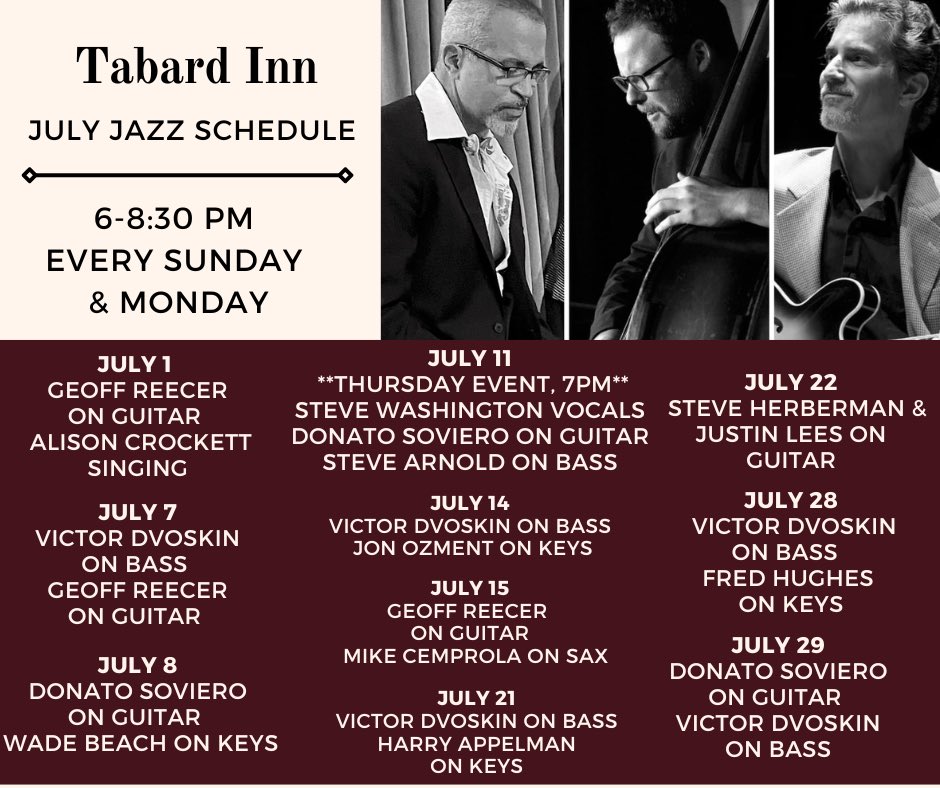A Tabard Inn jazz night 🎷 is on the DC bucket list ✅ Our jazz nights have been happening for decades and they’re always FREE. You can order cocktails, dinner and snacks too! #dcjazz #dcmusic #dcconcerts #dc