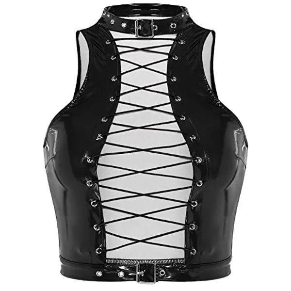 I just received YiZYiF Womens Mock Neck PVC Leather Metallic Crop Top Sexy Zipper Front Bustier Bra Top<a href="/tag/throne"class="tags"><span>#throne</span></a><a href="/tag/wishlist"class="tags"><span>#wishlist</span></a>