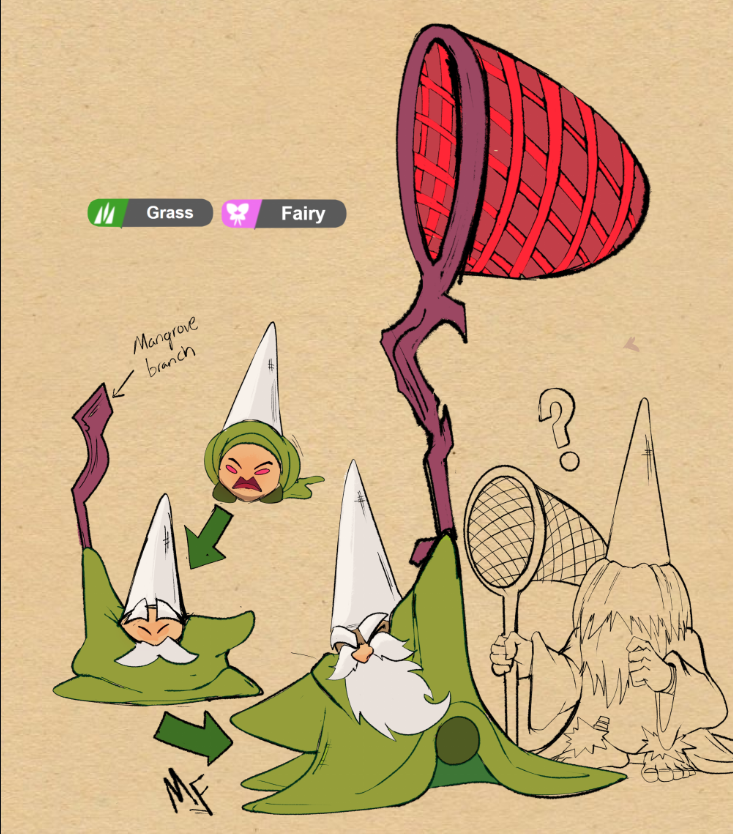 ThatUnusMF's tweet image. Every since I saw this lil dude, I had to draw him. 
Then he turned into a pokemon during the process. 
#fakemon #dwarfwizard