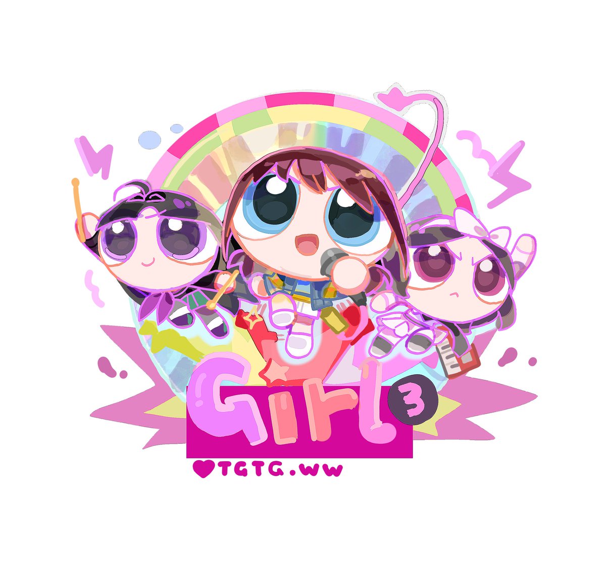 Bweibinb's tweet photo. #ガルクラ Powerpuff Girls paro💥 https://t.co/s70cnza2qu