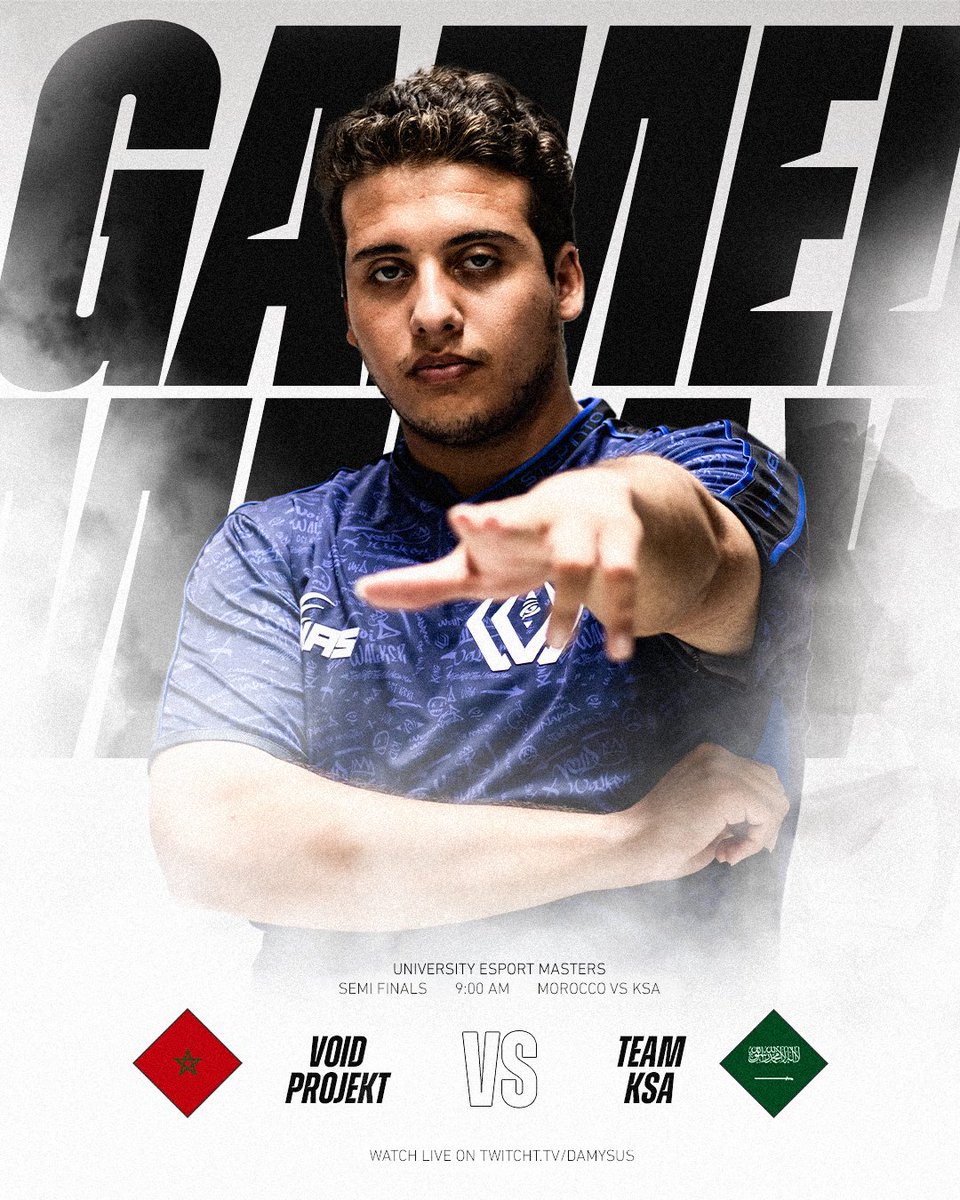 Tomorrow marks the start of UEM MENA 24 Valorant🔥

🇲🇦 Team Morocco - VoidProjekt vs. 🇸🇦 Team KSA.  

Catch us live on Damysus' Twitch channel.