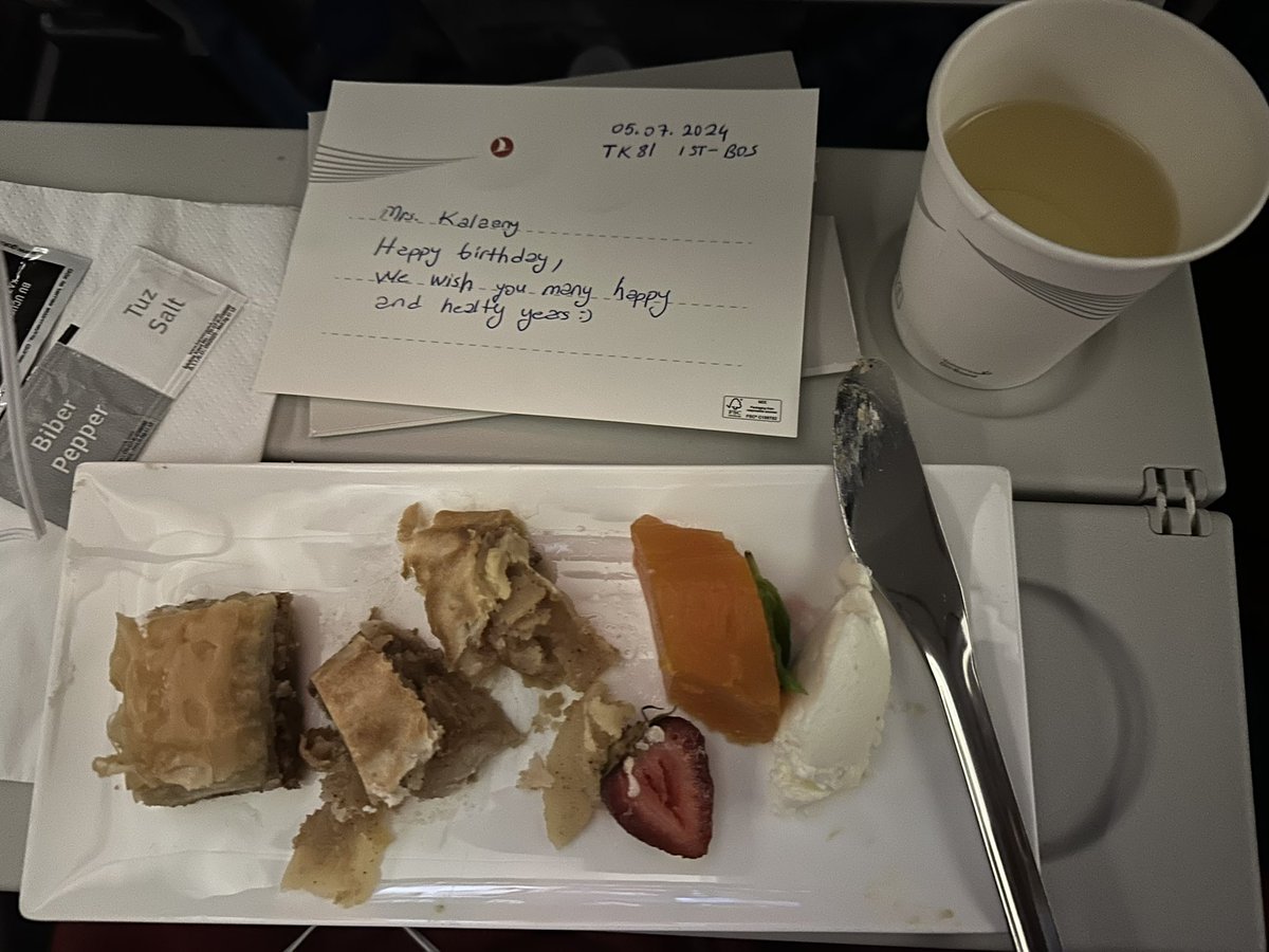 Nada Kalaany (@nada_kalaany) on Twitter photo Totally unexpected and so thoughtful 🥰 flying ✈️ alone all day today back home…Surprised before landing by this sweet note and delicious birthday 🥳 treat: Turkish desserts #Baklava and 🍷 made my day!! Thank you <a href="/TurkishAirlines/">Turkish Airlines</a>!! Totally unexpected and so thoughtful 🥰 flying ✈️ alone all day today back home…Surprised before landing by this sweet note and delicious birthday 🥳 treat: Turkish desserts #Baklava and 🍷 made my day!! Thank you <a href="/TurkishAirlines/">Turkish Airlines</a>!!